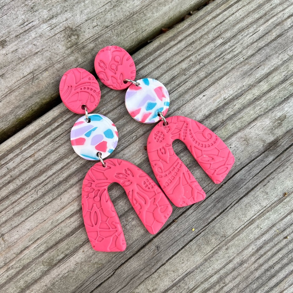 Textured Mosaic Clay Earrings